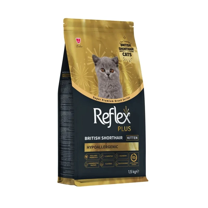 غذای خشک گربه نابالغ رفلکس پلاس مدل بریتیش Shorthair طعم مرغ وزن 1.5 کیلوگرم
