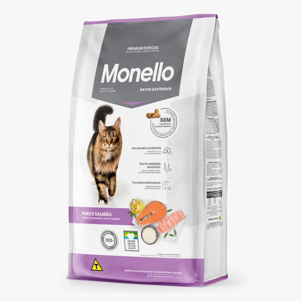غذای خشک گربه بالغ عقیم مونلو مدل Turkey & salmon وزن 1 کیلوگرم