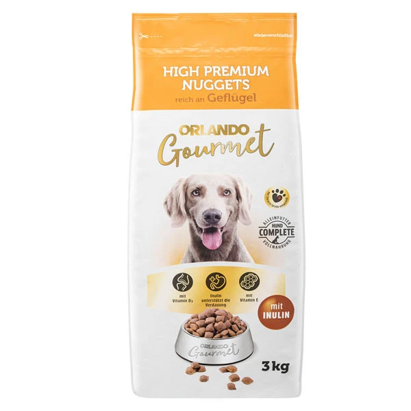 غذای خشک سگ بالغ اورلاندو مدل HIGH PREMIUM NUGGETS وزن 3 کیلوگرم