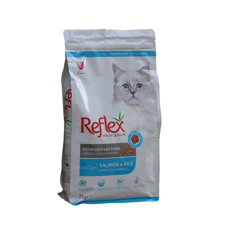 غذای خشک گربه عقیم شده رفلکس مدل salmon and rice وزن 2 کیلوگرم